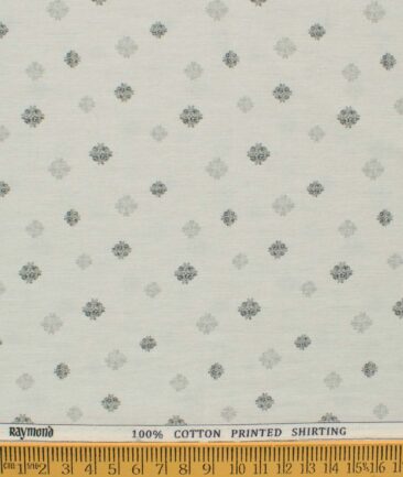 Raymond Men's Pure Cotton Printed 2.25 Meter Unstitched Shirting Fabric (Light Grey)