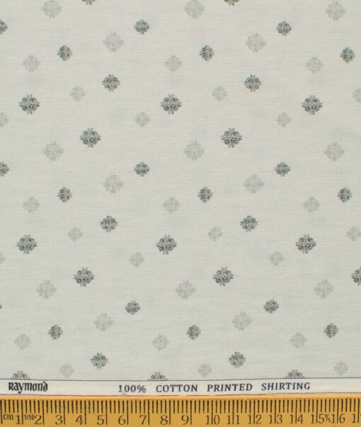 Raymond Men's Pure Cotton Printed 2.25 Meter Unstitched Shirting Fabric (Light Grey)