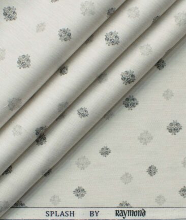 Raymond Men's Pure Cotton Printed 2.25 Meter Unstitched Shirting Fabric (Light Grey)