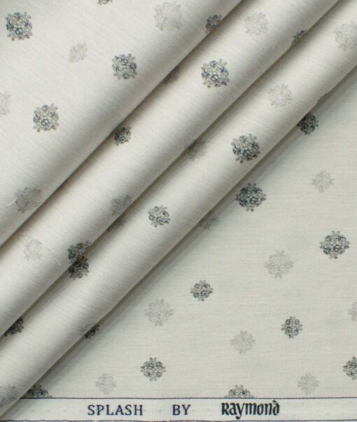 Raymond Men's Pure Cotton Printed 2.25 Meter Unstitched Shirting Fabric (Light Grey)