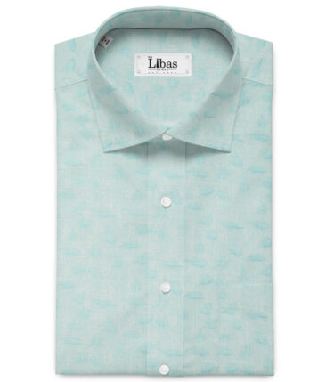 Raymond Men's Pure Cotton Self Design 2.25 Meter Unstitched Shirting Fabric (Mint Green)