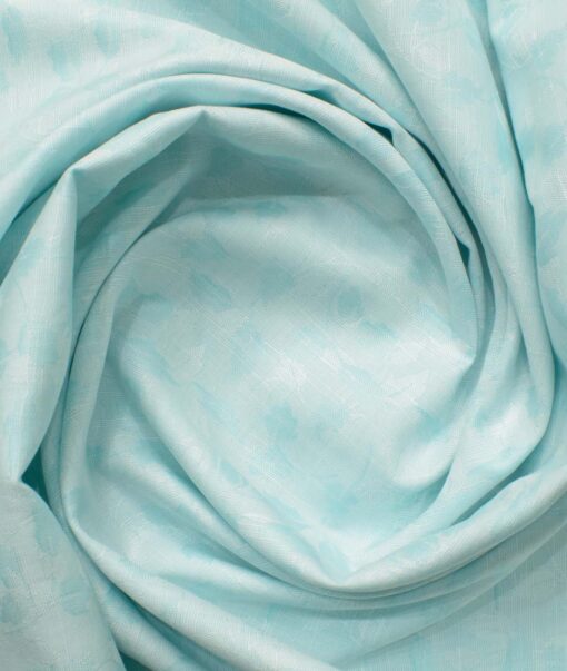 Raymond Men's Pure Cotton Self Design 2.25 Meter Unstitched Shirting Fabric (Mint Green)