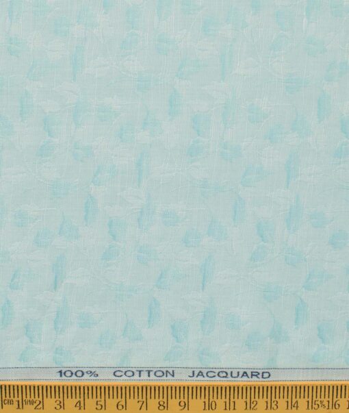 Raymond Men's Pure Cotton Self Design 2.25 Meter Unstitched Shirting Fabric (Mint Green)