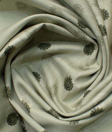 Raymond Men's Pure Cotton Printed 2.25 Meter Unstitched Shirting Fabric (Olive Green)