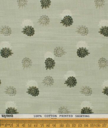 Raymond Men's Pure Cotton Printed 2.25 Meter Unstitched Shirting Fabric (Olive Green)