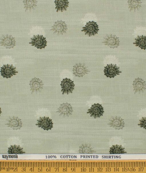 Raymond Men's Pure Cotton Printed 2.25 Meter Unstitched Shirting Fabric (Olive Green)