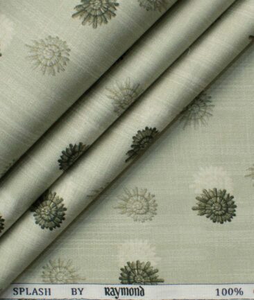 Raymond Men's Pure Cotton Printed 2.25 Meter Unstitched Shirting Fabric (Olive Green)