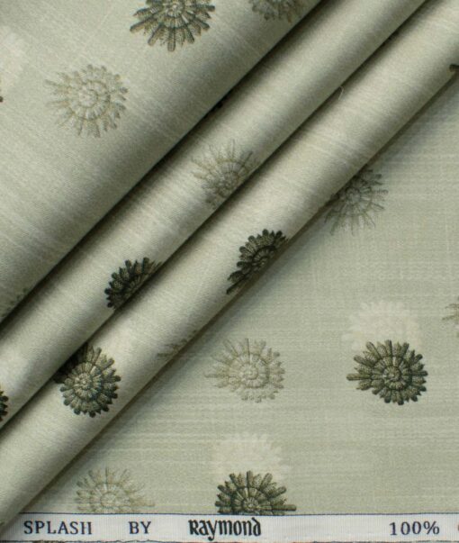 Raymond Men's Pure Cotton Printed 2.25 Meter Unstitched Shirting Fabric (Olive Green)
