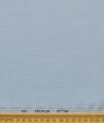 Raymond Men's Premium Cotton Solids 2.25 Meter Unstitched Shirting Fabric (Sky Blue)