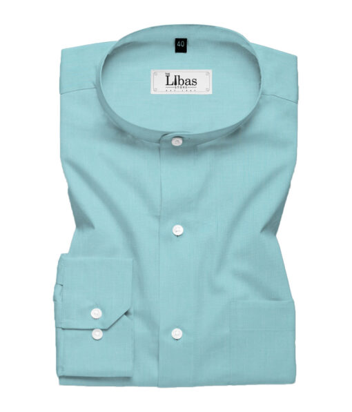 Raymond Men's Giza Cotton Solids 2.25 Meter Unstitched Shirting Fabric (Teal Blue)