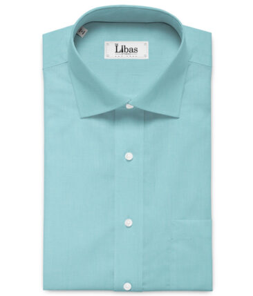 Raymond Men's Giza Cotton Solids 2.25 Meter Unstitched Shirting Fabric (Teal Blue)