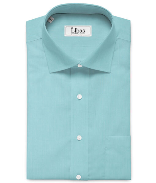 Raymond Men's Giza Cotton Solids 2.25 Meter Unstitched Shirting Fabric (Teal Blue)