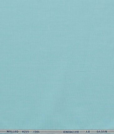 Raymond Men's Giza Cotton Solids 2.25 Meter Unstitched Shirting Fabric (Teal Blue)