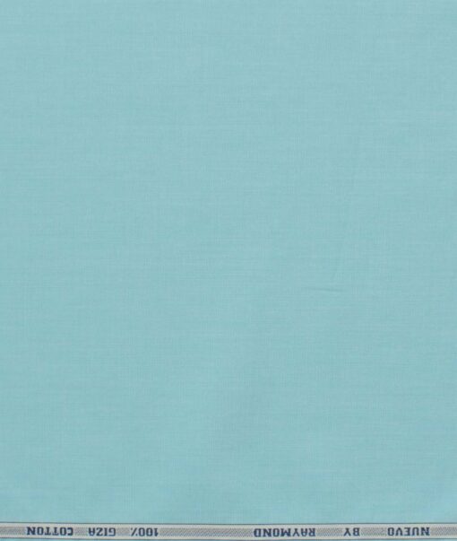 Raymond Men's Giza Cotton Solids 2.25 Meter Unstitched Shirting Fabric (Teal Blue)