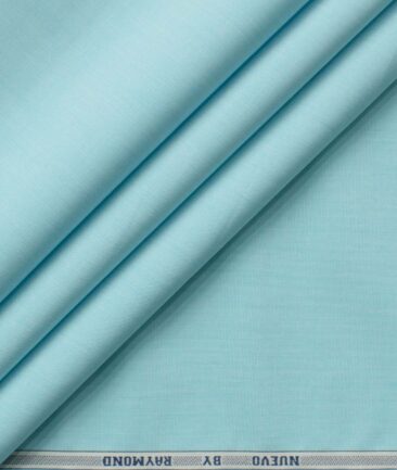Raymond Men's Giza Cotton Solids 2.25 Meter Unstitched Shirting Fabric (Teal Blue)