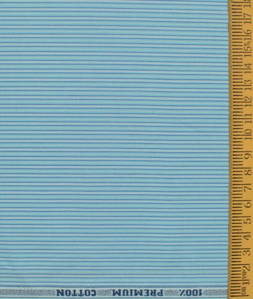 Raymond Men's Premium Cotton Striped 2.25 Meter Unstitched Shirting Fabric (Acrtic Blue)