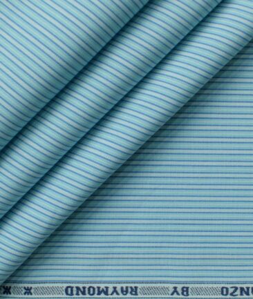 Raymond Men's Premium Cotton Striped 2.25 Meter Unstitched Shirting Fabric (Acrtic Blue)