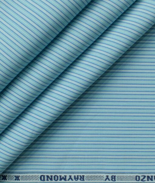 Raymond Men's Premium Cotton Striped 2.25 Meter Unstitched Shirting Fabric (Acrtic Blue)