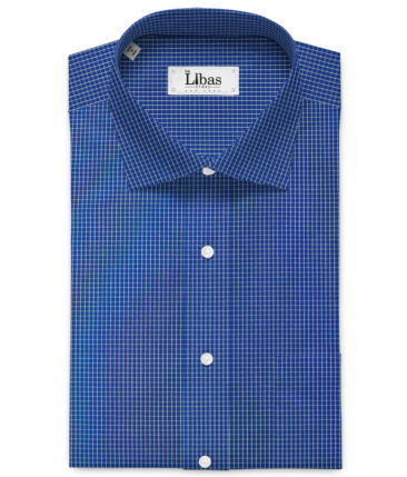 Raymond Men's Premium Cotton Checks 2.25 Meter Unstitched Shirting Fabric (Royal Blue)