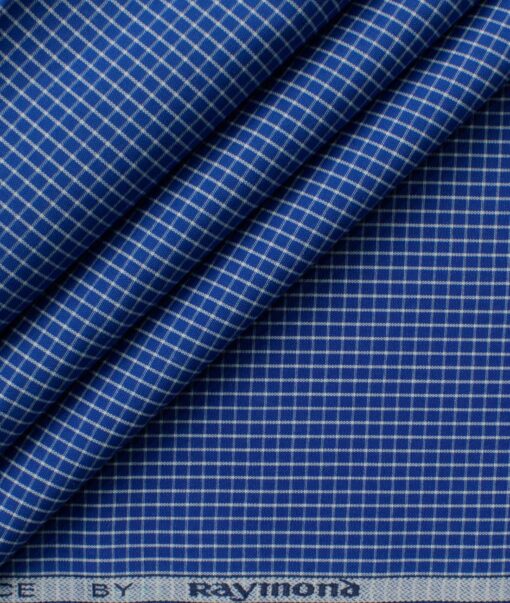 Raymond Men's Premium Cotton Checks 2.25 Meter Unstitched Shirting Fabric (Royal Blue)
