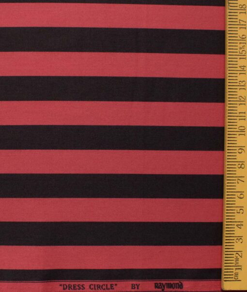 Raymond Men's Premium Cotton Striped 2.25 Meter Unstitched Shirting Fabric (Red & Black)