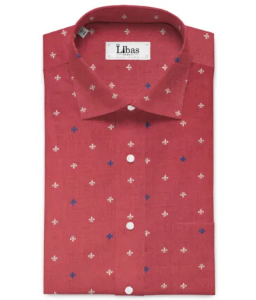 Raymond Men's Giza Cotton Printed 2.25 Meter Unstitched Shirting Fabric (Red)