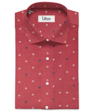 Raymond Men's Giza Cotton Printed 2.25 Meter Unstitched Shirting Fabric (Red)