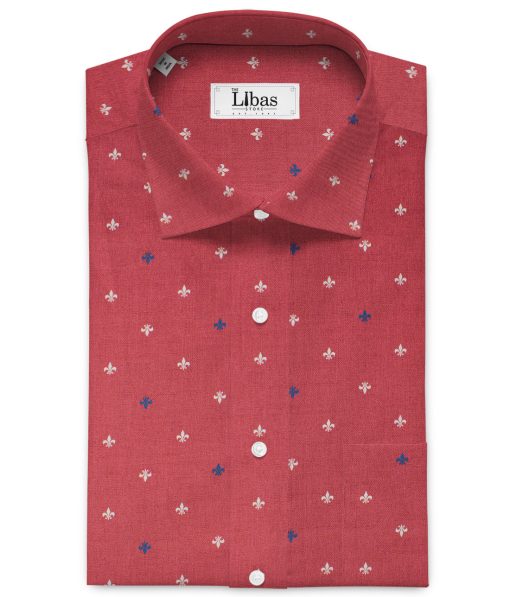 Raymond Men's Giza Cotton Printed 2.25 Meter Unstitched Shirting Fabric (Red)