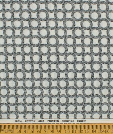 Raymond Men's Giza Cotton Printed 2.25 Meter Unstitched Shirting Fabric (White & Black)