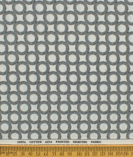 Raymond Men's Giza Cotton Printed 2.25 Meter Unstitched Shirting Fabric (White & Black)