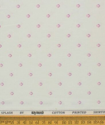 Raymond Men's Pure Cotton Printed 2.25 Meter Unstitched Shirting Fabric (White)