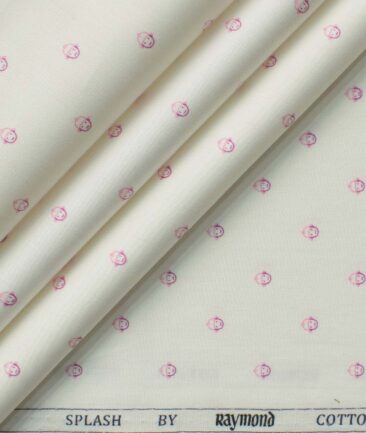 Raymond Men's Pure Cotton Printed 2.25 Meter Unstitched Shirting Fabric (White)