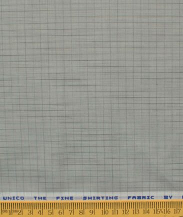 Raymond Men's Cotton Blend Wrinkle Free Checks 2.25 Meter Unstitched Shirting Fabric (Grey)