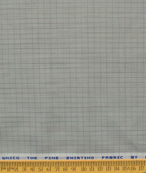 Raymond Men's Cotton Blend Wrinkle Free Checks 2.25 Meter Unstitched Shirting Fabric (Grey)