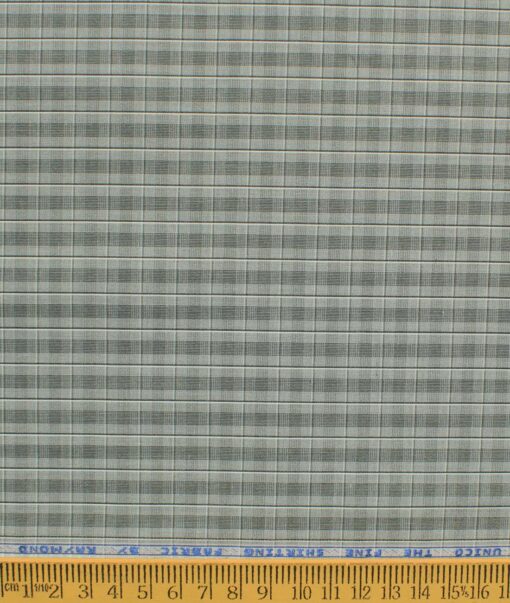 Raymond Men's Cotton Blend Wrinkle Free Checks 2.25 Meter Unstitched Shirting Fabric (Grey)