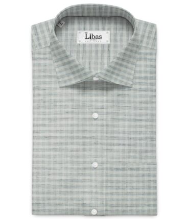 Raymond Men's Cotton Blend Wrinkle Free Checks 2.25 Meter Unstitched Shirting Fabric (Grey & White)
