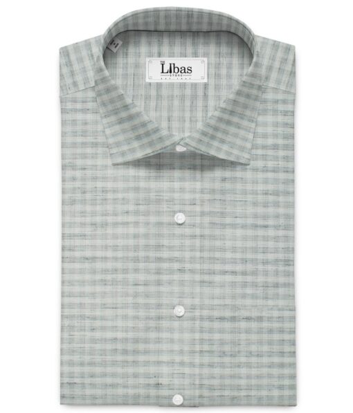 Raymond Men's Cotton Blend Wrinkle Free Checks 2.25 Meter Unstitched Shirting Fabric (Grey & White)
