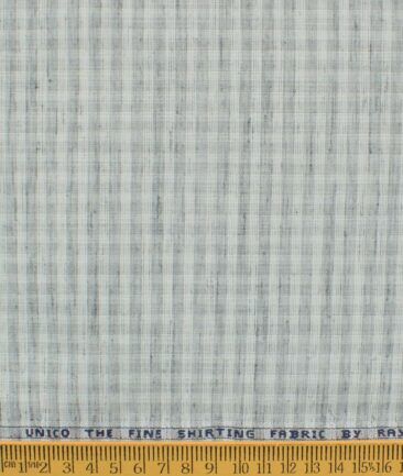Raymond Men's Cotton Blend Wrinkle Free Checks 2.25 Meter Unstitched Shirting Fabric (Grey & White)