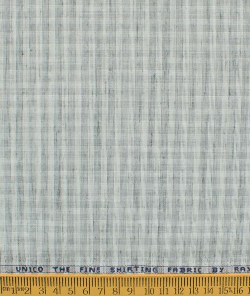 Raymond Men's Cotton Blend Wrinkle Free Checks 2.25 Meter Unstitched Shirting Fabric (Grey & White)