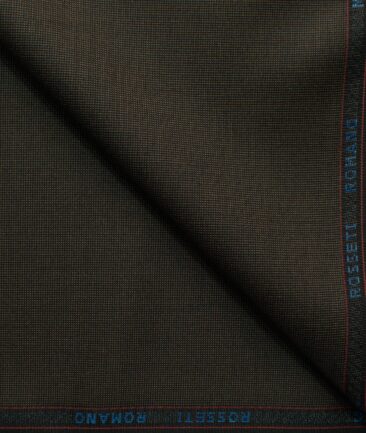 Rosseti Romano Men's Terry Rayon Structured 3.75 Meter Unstitched Suiting Fabric (Dark Brown)