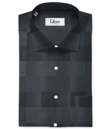Soktas Men's Egyptian Cotton Self Design 2.25 Meter Unstitched Shirting Fabric (Dark Grey)