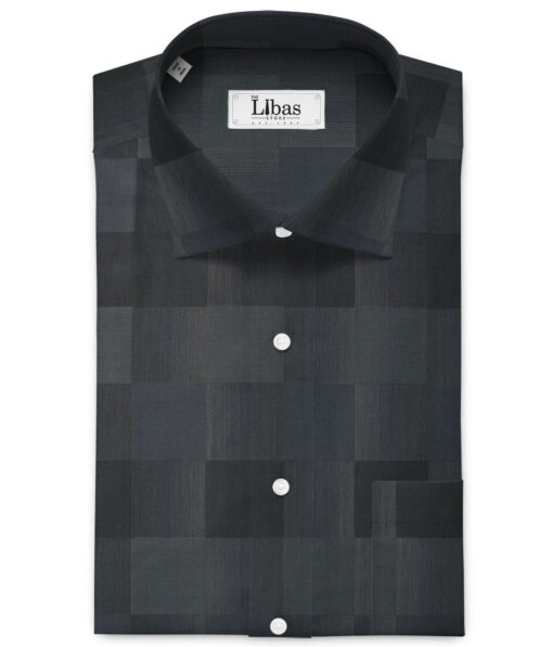 Soktas Men's Egyptian Cotton Self Design 2.25 Meter Unstitched Shirting Fabric (Dark Grey)