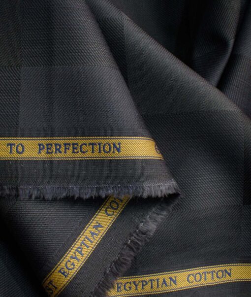Soktas Men's Egyptian Cotton Self Design 2.25 Meter Unstitched Shirting Fabric (Dark Grey)