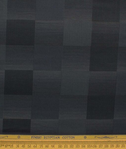 Soktas Men's Egyptian Cotton Self Design 2.25 Meter Unstitched Shirting Fabric (Dark Grey)