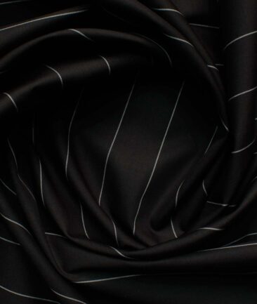 Soktas Men's Egyptian Cotton Striped 2.25 Meter Unstitched Shirting Fabric (Black)