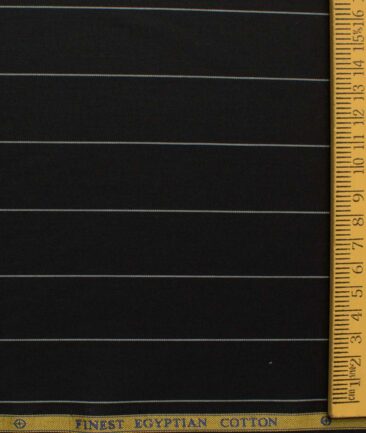 Soktas Men's Egyptian Cotton Striped 2.25 Meter Unstitched Shirting Fabric (Black)