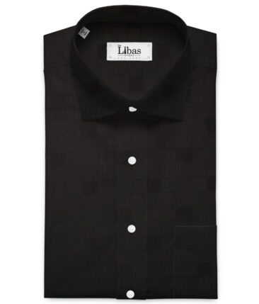 Soktas Men's Egyptian Cotton Self Design 2.25 Meter Unstitched Shirting Fabric (Black)