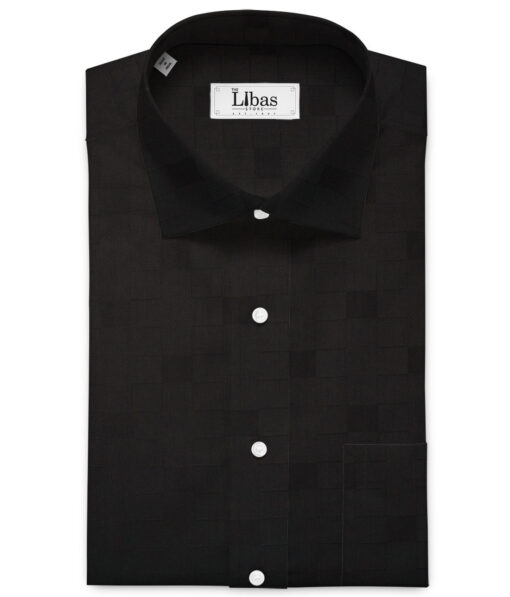 Soktas Men's Egyptian Cotton Self Design 2.25 Meter Unstitched Shirting Fabric (Black)