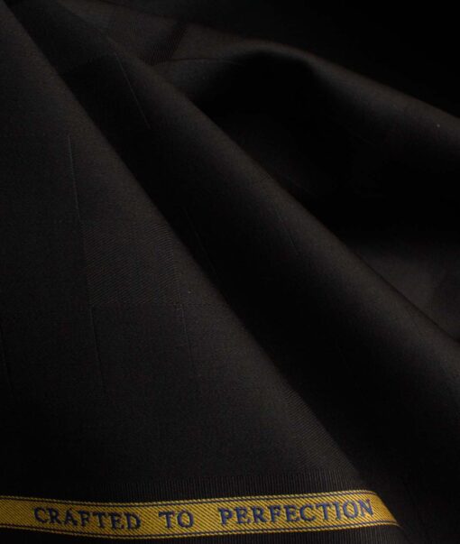 Soktas Men's Egyptian Cotton Self Design 2.25 Meter Unstitched Shirting Fabric (Black)