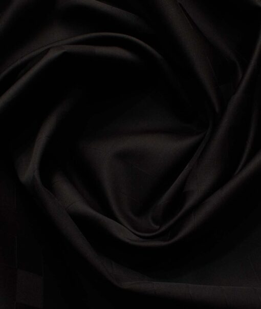 Soktas Men's Egyptian Cotton Self Design 2.25 Meter Unstitched Shirting Fabric (Black)